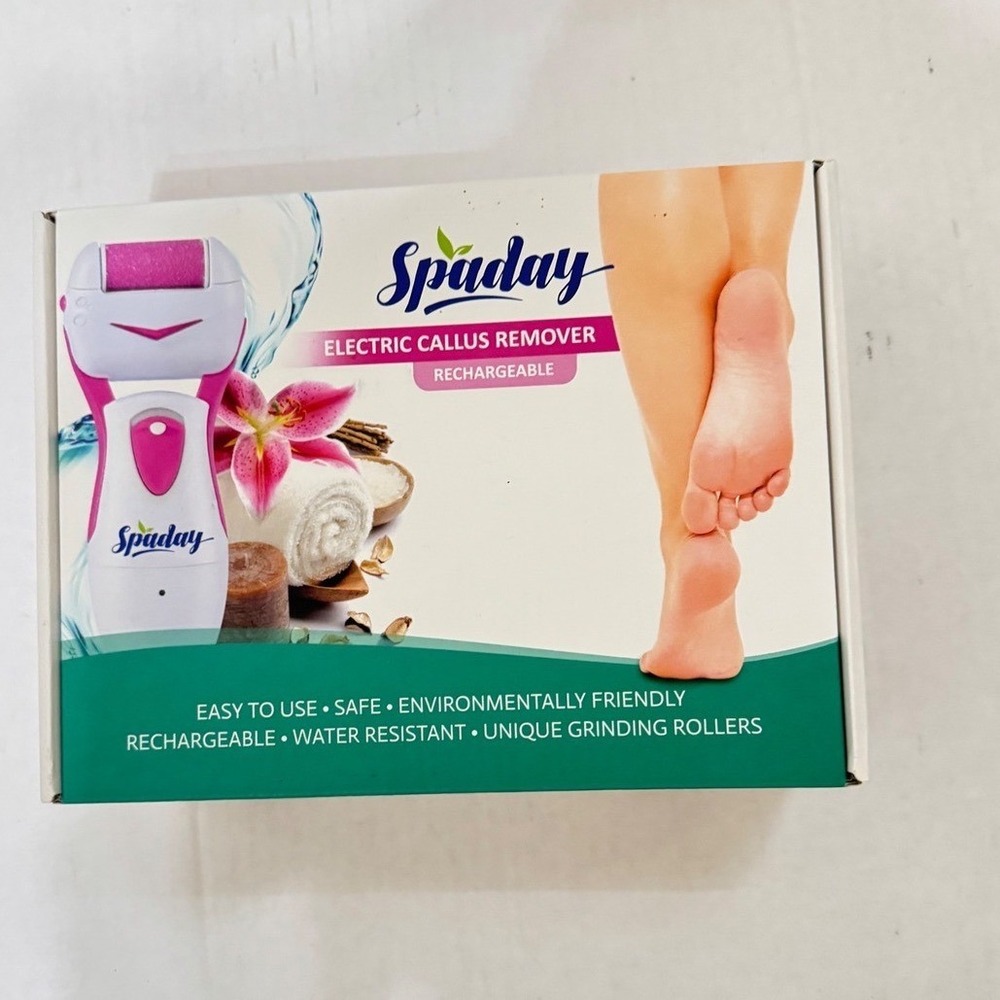 Spaday Electric Callus Remover Rechargeable Water Resistant Foot File Pink White